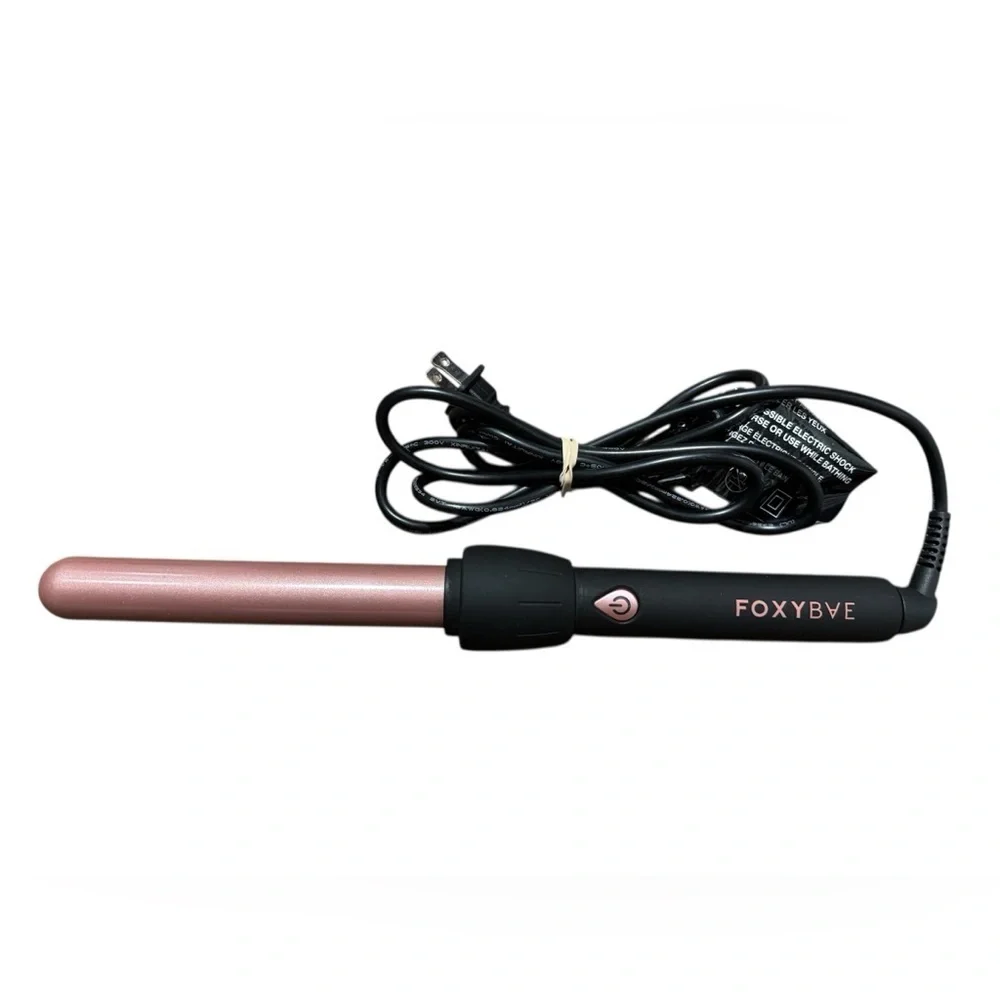 FOXYBAE Curling Wand Black Rose Gold Barrel Ceramic Tourmaline 25mm Beach Waver